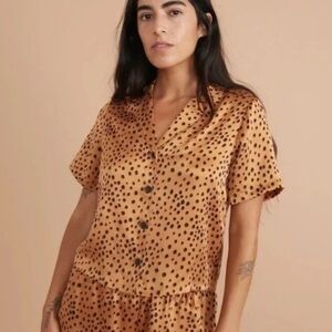 NWT Marine Layer Washable Silk Top in Cheetah Print Small